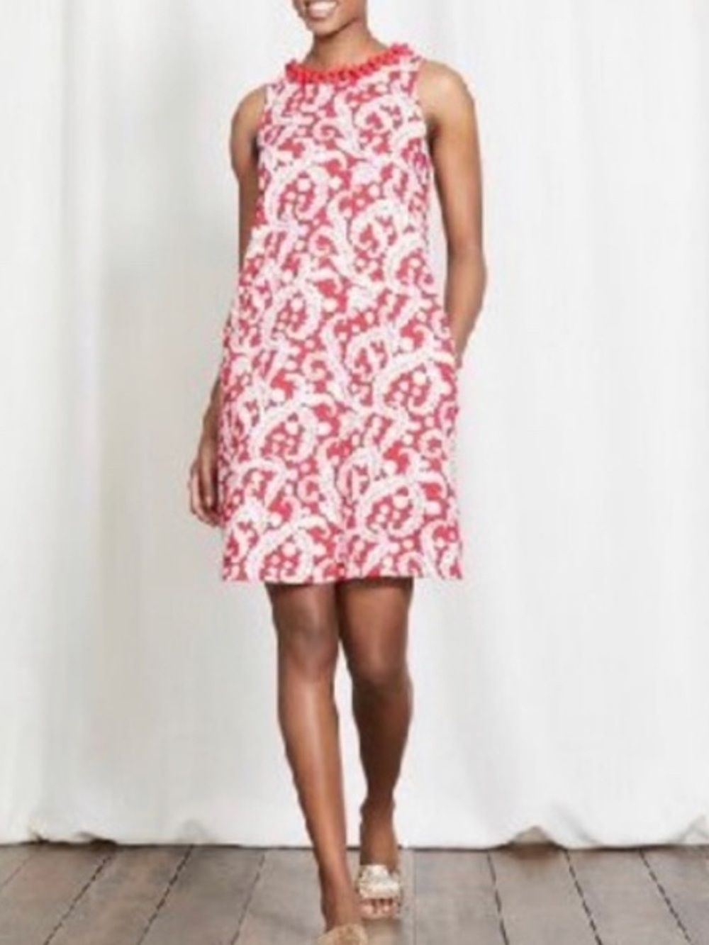Boden Pink and White Swirl Mini Dress